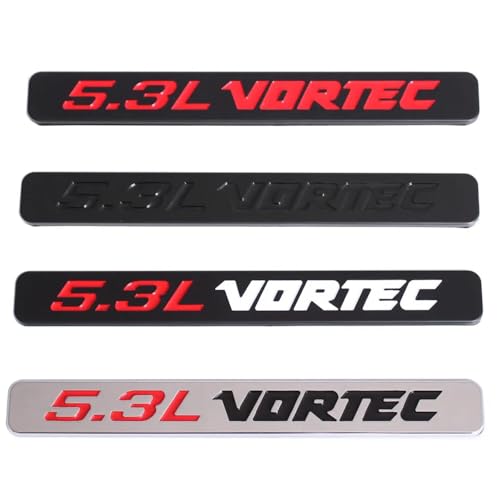 Image of Hood Door Side Emblems Engine 3D Badge Nameplate Decals Fits for 5.3l Vortec 2PCS (Black Red)