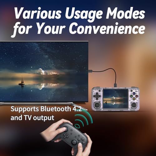 Voacle RG35XX H Retro Handheld Game Console , 3.5 Inch IPS Screen Linux System Built-in 64G TF Card 3300mAh Battery(Purple)