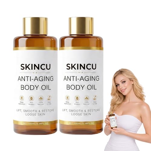 Skincu Anti-Aging Body Oil for Skin Tightening Lightweight Non-Greasy Moisturizer for Deep Hydration & Firming Support Fast-Absorbing Glow Oil for Face Arms Belly & Feet 100ML (2 Bottles)