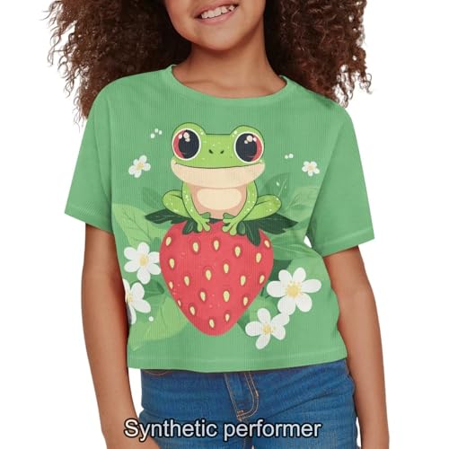 Image of 4th of July Shirt for Girls 7-8 Years US Flag Crop Tops Kids Outfit Independent Day Graphic Tee-