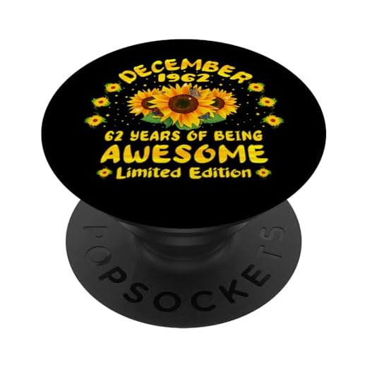 62 Cumpleaños 62 Años Amante del Girasol Nacido en diciembre 1962 PopSockets PopGrip Intercambiable
