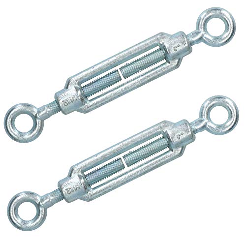 AB Tools 2 Pack Straining Screw/Turnbuckle Eye to Eye Galvanised Rigging M12
