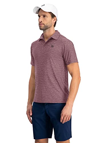 Three Sixty Six Golf Shirts For Men - Dry Fit Short-Sleeve Polo, Athletic Casual Collared T-Shirt Wine Heather #TOP2