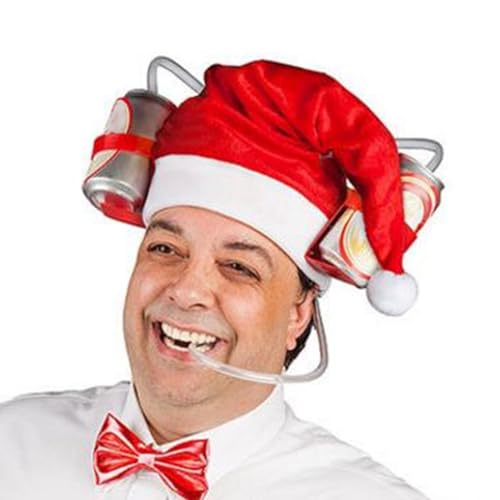 Chapéu da festa de Natal,Chapéus de Natal Chapéu de Papai Noel - Suporte para cerveja e refrigerante