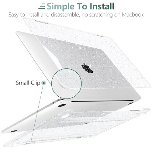 DONGKE for MacBook Pro 13 inch Case 2023 2022 2021 2020 Release Model A2338 M2/M1 A2289 A2251 with Touch Bar & Touch ID, Glitter Bling Plastic Hard Shell Case & Keyboard Cover, Star Clear by DONGKE - Image 4