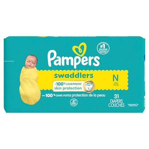 Pampers Swaddlers Diapers, Size N, Absorbent, Keeps Baby Dry and Comfortable, Skin...