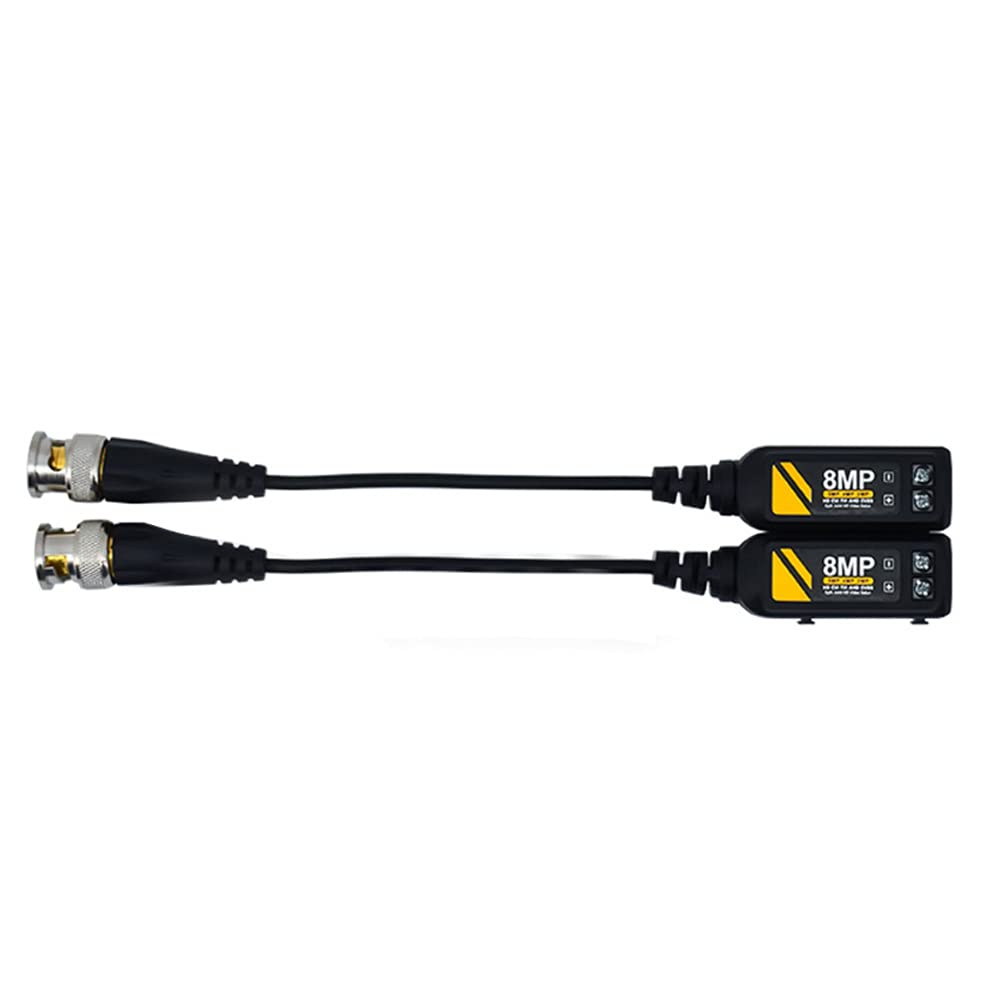 Greluma 2 paia trasmettitore ricetrasmettitore video balun BNC HD passivo 8MP/4K tramite cavo RJ45 UTP Connettori cavo AHD/TVI/CVI/CVBS per telecamere di sicurezza CCTV 720P/960P/1080P/3/4/5/8MP