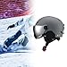 Aymzbd Snowboard Helmet Snow Sports Helmet with Jaw Pad Breathable Comfortable Skateboarding Helmet with Goggles Skateboard Helmet, L Dark Grey