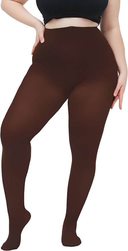 Brachy Women Warm Thick Fur Lined Fleece Winter Thermal Soft Legging Tights Stocking Slim Fit (Brown)