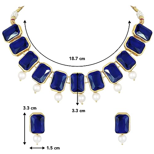 Image of Peora Traditional Crystal Necklace & Jewellery Set Gift for Women