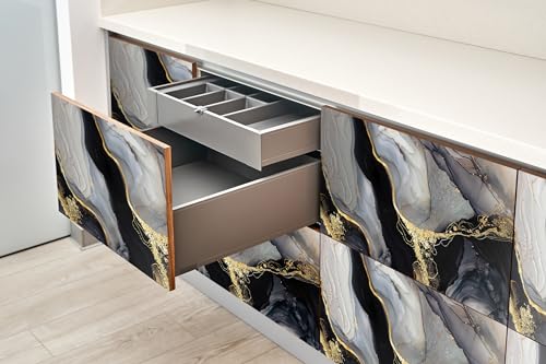 Cubrir muebles dañados con papel pintado autoadhesivo lavable efecto mármol 5