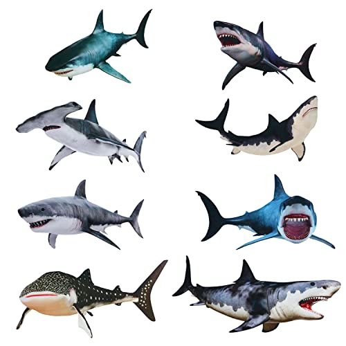 8 Pieces Of Sharks Stickers Shark Peel And Stick Wall Decals Sharks Removable Wall Stickers Shark Decorations Sea Creature Animal Decal Sticker For Boys Kids Party Room Nursery Home Decor #TOP4