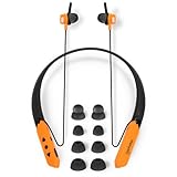 MANHATTAN Bluetooth Wireless Neckband Headphones — Work Earbud Earphones with 15H Playtime, Noise-Isolating, IPX4 Water Resistant, Built-in Mic – for Work, Music, Calls – 3 Yr Mfg Warranty -179829