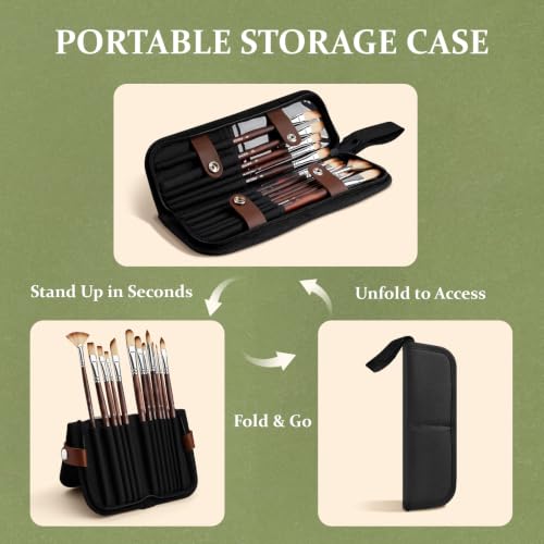 Image of REDSHELL 12pcs Paint Brush Set, Acrylic Oil Painting Brushes for Artists