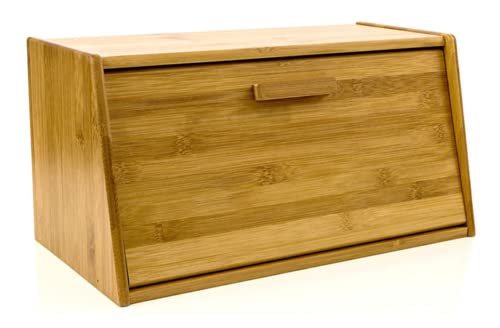 HOMION Bread Bin Bread Storage Box Lift Up Lid Compact Wood (Flat Pack)