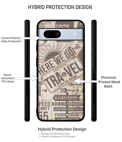 Image of Travel Design Premium 2D Printed Metal Back Case Cover for Google Pixel 7A 5G, Multicolor
