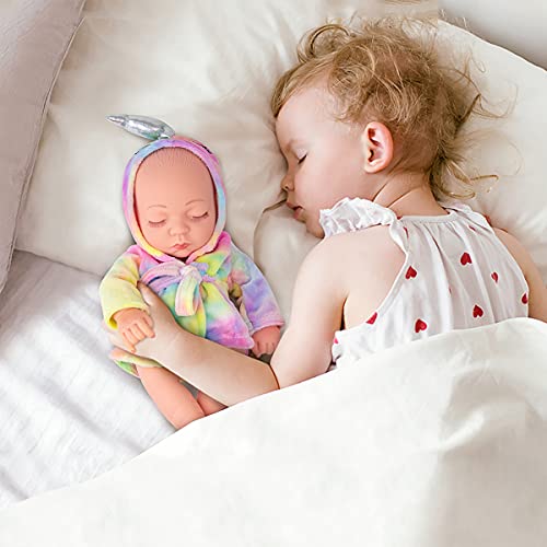 Zita Element 10 Inch Newborn Reborn Baby Doll And Clothes Washable Realistic Silicone Soft Baby Doll With Cute Unicorn Rainbow Night-Robe, Best Gift For Kids Girls #TOP4