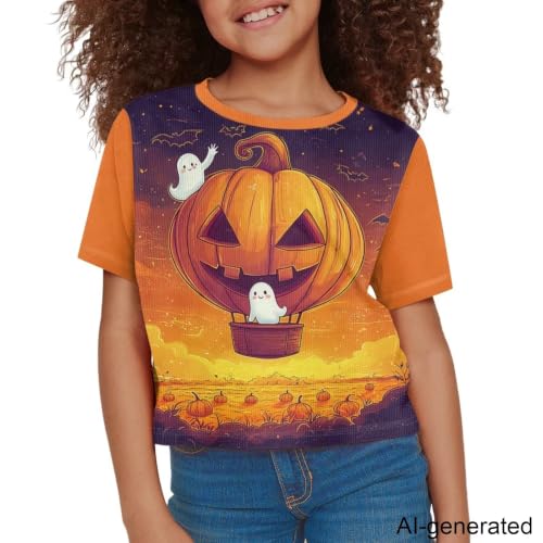 Image of Cute Crop Tops for Girls Short Sleeve Summer T Shirts Fashion Graphic Tees Crew Neck Pullover Tee 5-14 Years