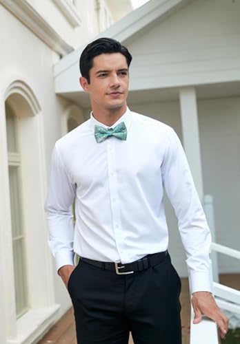 Image of HISDERN Bow Ties for Men Paisley Floral Pre-tied Bowtie Pocket Square Set Men's Formal Bow Ties Wedding Party