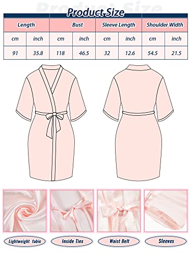 Geyoga 10 Pcs Kimono Robe For Bridesmaid And Bride Embroidered Women's Wedding Party Bride Robe Bridal Party Robe (Large, White/ Light Pink) #TOP1