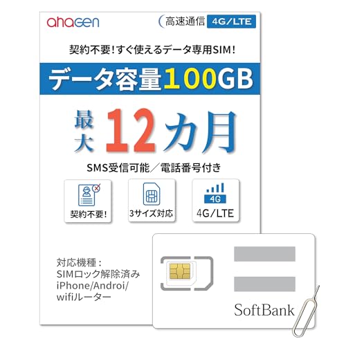 Amazon.co.jp: 【 Softbank 回線】 日本国内 プリペイドSIM 100GB/月