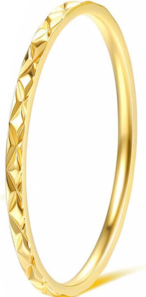 Jude Jewelers 1mm Stainless Steel Rhombic Faced Classic Plain Stackable Wedding Band Ring