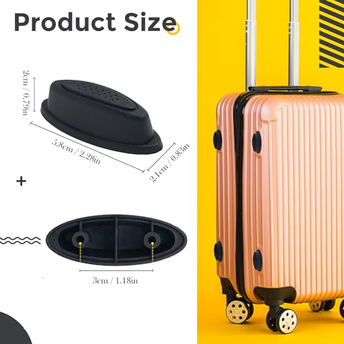 ISKYBOB 4 Pairs Luggage Bottom Side Stand Feet with 40 Screws, Baggage Replacement Stud Foot Black Feet Pads for All Suitcase3