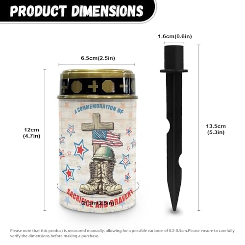 Image of Cross Stars and Stripes Light for Prayer Cemetery Solar Lights 4th of July Decorations Candle Lamp Waterproof Solar Power Light Eternal Lights for Graves Cemetery Memorial Gift 2 Pcs