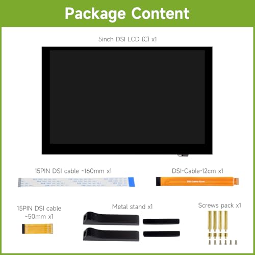Image of waveshare 5inch Capacitive Touch Display, compatilbe with Raspberry Pi 5 /4B /3B /CM4 /3, DSI Interface, IPS Panel, 1024x600 Pixels, Toughened Glass Panel, No Driver Required