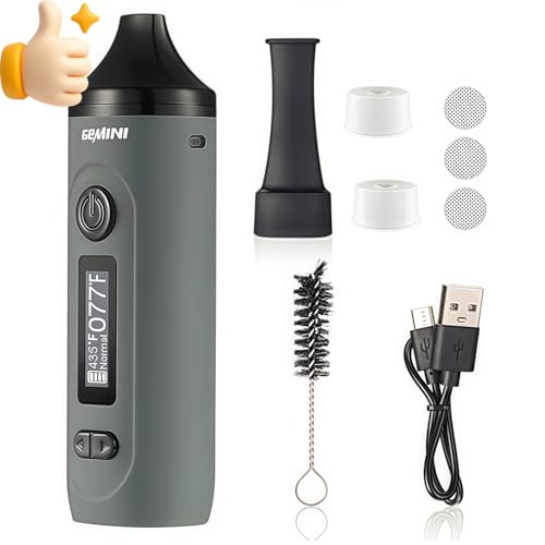 Gemini Vaporizer Cannabis Verdampfer mit präziser Temperaturregelung,Schnell aufheizender Kräuterver dampfer,2300mAh Super-Akku,0,91-Zoll-OLED-Display,Tragbares dry herb vaporizer (Leerzeichen grau) Gemini Vaporizer Cannabis Verdampfer mit präziser Temperaturregelung,Schnell aufheizender Kräuterver dampfer,2300mAh Super-Akku,0,91-Zoll-OLED-Display,Tragbares dry herb vaporizer (Leerzeichen grau)