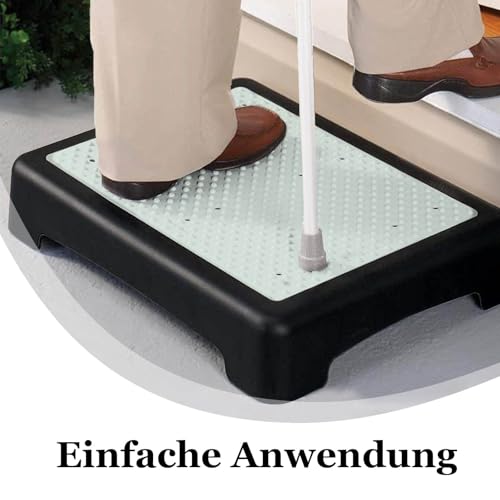 CAAGGMM Rutschfest Halbstufe, Einstiegshilfe Tritthocker, Mobilitätsstufenplattform Trittstufe, Tragbare Steighilfe Treppen Stufe, Tragkraft von bis zu 200 kg, für Bett, Treppe, Schwarz Leuchtend