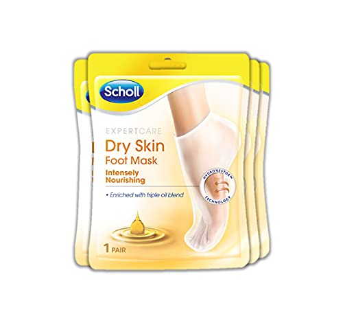 Scholl ExpertCare Dry Skin Foot Mask x6 - Intensely Nourishing Triple Oil Foot Mask with Urea and 3 Oils (Avocado, Argan, Jojoba) - up to 24-Hour Moisture, Pack of 6