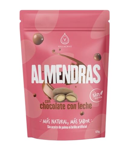 Almendras con Chocolate con Leche Villacruz 125 g – Almendras Españolas Seleccionadas Recubiertas con Fina Capa de Chocolate, Snack Dulce Gourmet en Formato Doypack