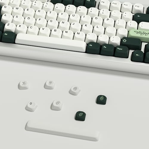 Image of KBDiy Botanical KOA Profile Keycaps 60 Percent,Dye-Sublimation PBT Green Custom Keyboard Keycap,131 Key Cap Set for Cherry Gateron MX Switches Mechanical Keyboards