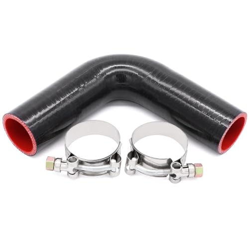 Image of 90 Degree Elbow Coupler Silicone Hose 4-Ply 1.5-inch(38mm) for Turbo /Intercooler /Intake Piping,Length 120mm Thickness 5mm with T-Bolt Clamp