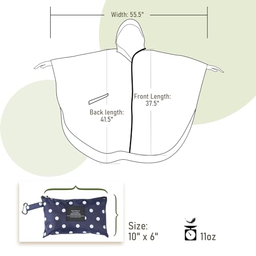 Image of SaphiRose Adult Rain Poncho Waterproof Hooded Zipper Raincoat with Pockets | OEKO-TEX Certified 100% Polyester, Lightweight Packable Storage Pouch, Heat-Sealed Seams, Quick-Dry for Outdoor Hiking
