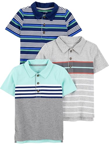 Simple Joys by Carters Toddler Boys 3-pack Short Sleeve Polo stripes 5T