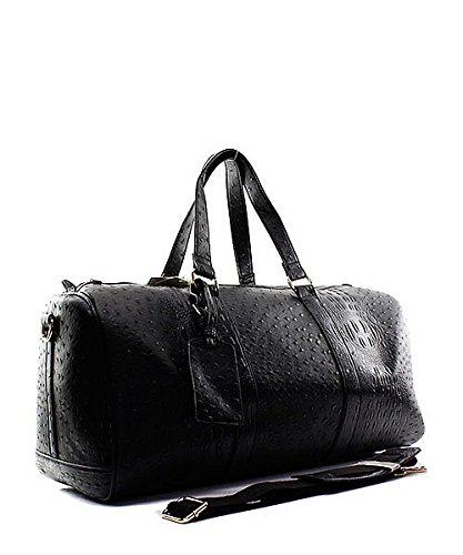 Ostrich Vegan Leather Large Carry On Duffel Bag Luggage Tag and Pouch2