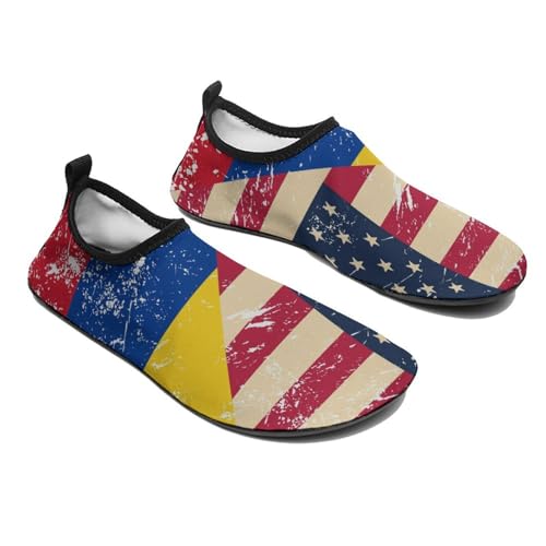 USA and Columbia Retro Flag Lightweight Water Shoes Socks Non Slip Shoes for Women Men Beach Swim River4