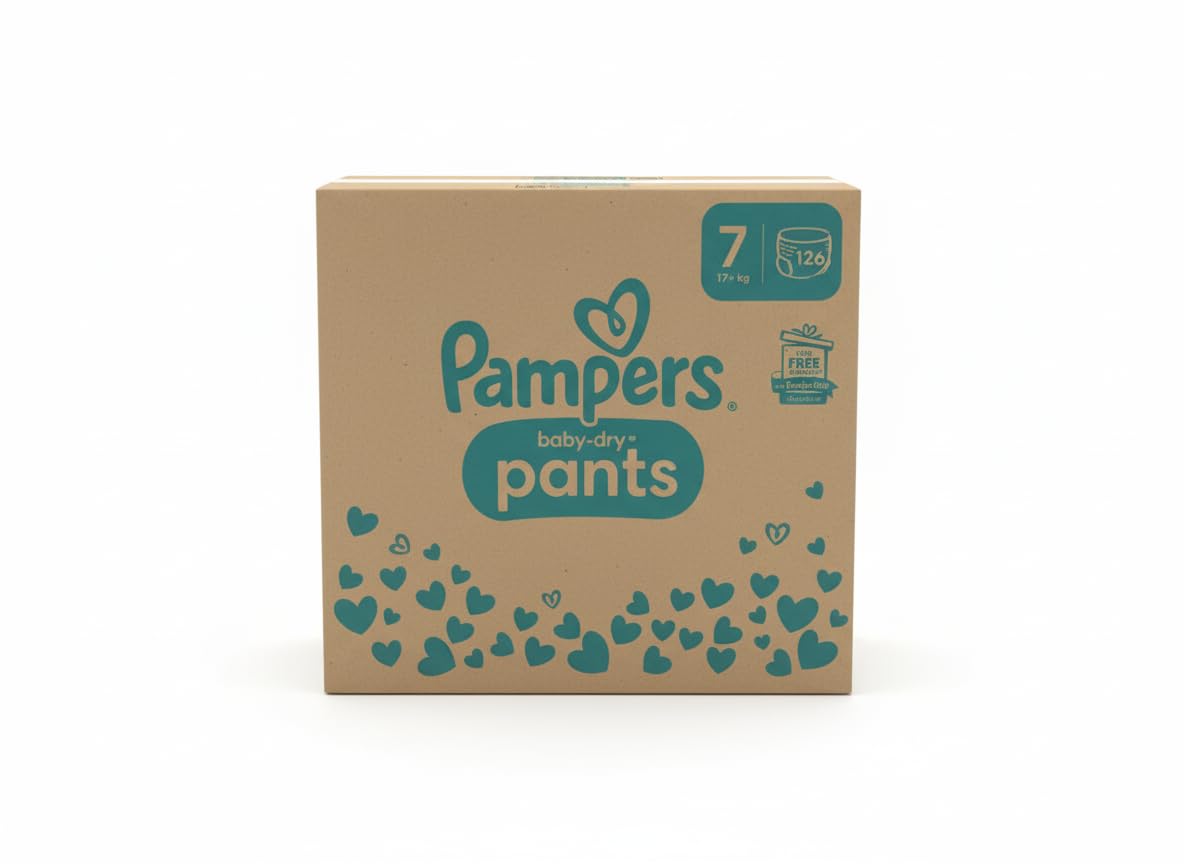 Pampers Baby-Dry Pants Size 7, 126 Nappies, 15kg+, 360° Fit Helps Prevent Leaks