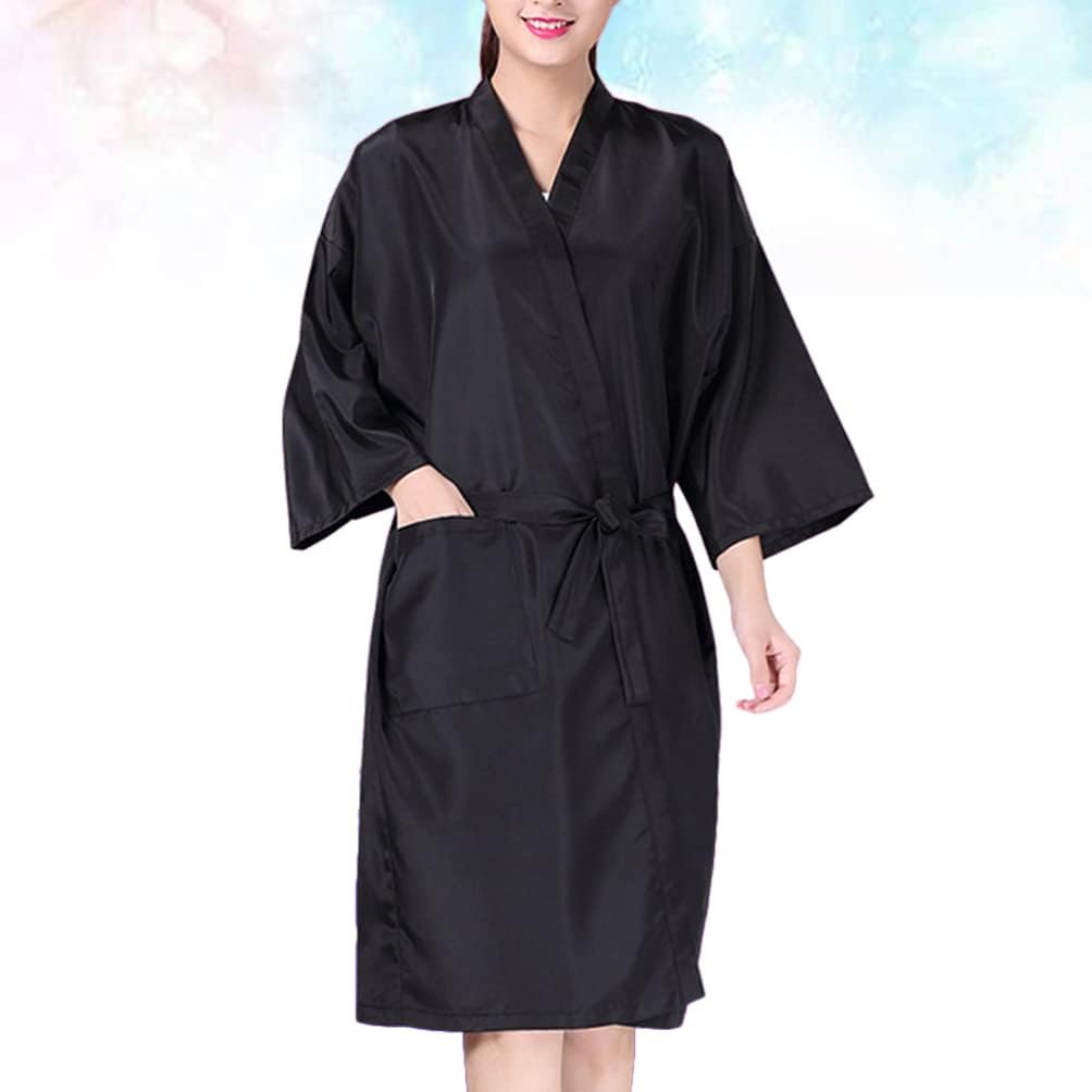 Beaupretty Salon Client Gown Robes Cape Black Hair Cutting Smocks for Hairdressing SPA