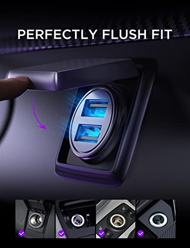 AINOPE USB-sigarettenaanstekeradapter, 24 W/4,8 A, mini-autolader, USB-autolader met blauw ledlicht, autolader, snel opladen voor iPhone12/11/XR/Xs, iPad Pro/Air 2/Mini, Galaxy en meer - Image 8