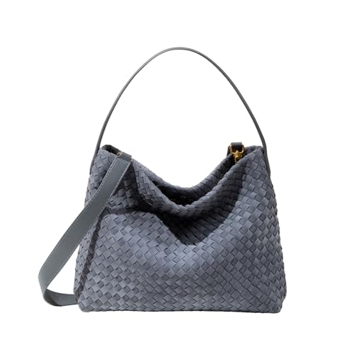 Image of Women's Braided Suede Tote Bag Stylish Suede Hobo Shoulder Bag with Woven Details for Work Travel