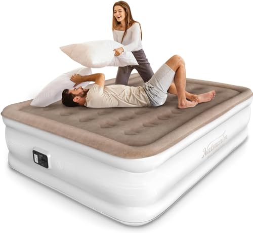 NatraCalm Queen Air Mattress with Built in Pump, Comfort Queen Inflatable Blow up Mattress, Ideal Alternative to a Bed, Portable Air Bed for Home, Guest, Camping, Colchon Inflable