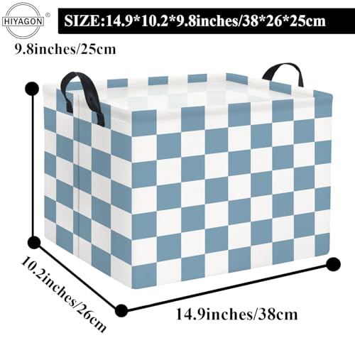 Image of Rectangular Kids Basket Baby Girl Basket Fabric Storage Bin Organizer Box Room Decor(Blue Checkered)