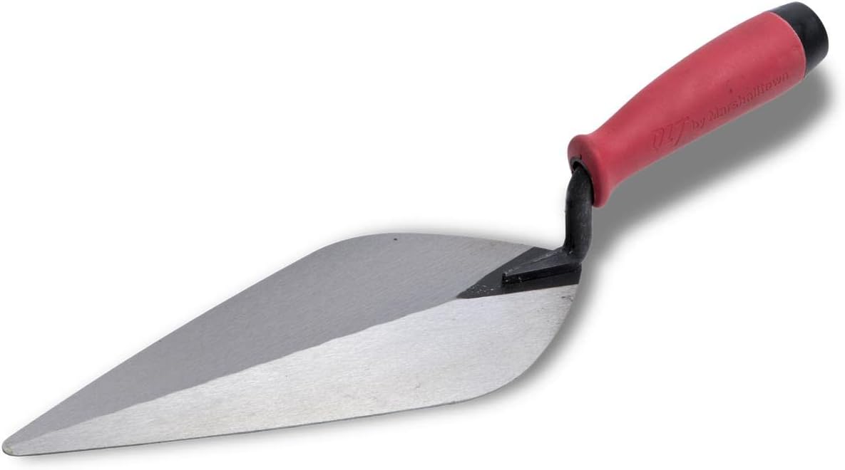 Marshalltown QLT London Style Brick Trowel 12x5 Inch Soft Grip Handle - Durable Masonry Tool BTSG12