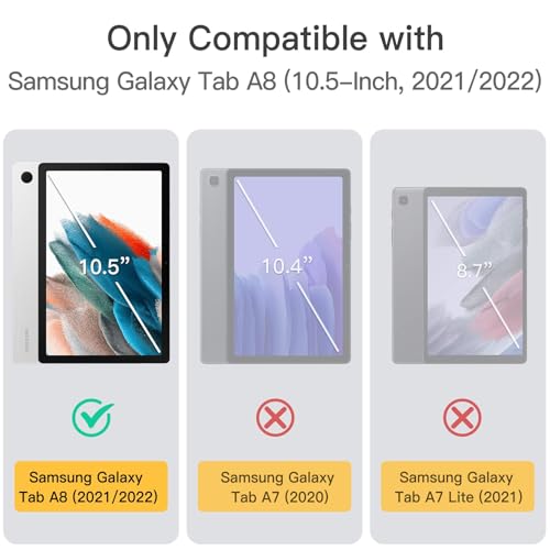 JETech Kids Case for Samsung Galaxy Tab A8 10.5-Inch 2022 (SM-X200/X205/X207) with Built-in Screen Protector, Shockproof Full-Body Handle Stand Tablet Protective Cover (Plum)