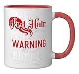 i have red hair because god knew i needed a warning label Ceramic Mug, Red/White