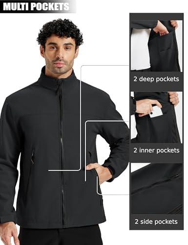 TACVASEN Men's Lightweight Softshell Jacket Fleece Lined Windbreaker Waterproof Rain Coats for Tactical Hiking - Image 6