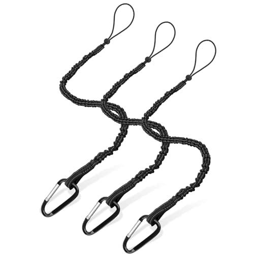 LALATOK 3 Stück Werkzeugsicherung Lanyard, Werkzeug Fallschutz, Ausziehbare Sicherheitsleine mit Karabinerhaken, Werkzeugleine Absturzsicherung fur Dachdecker